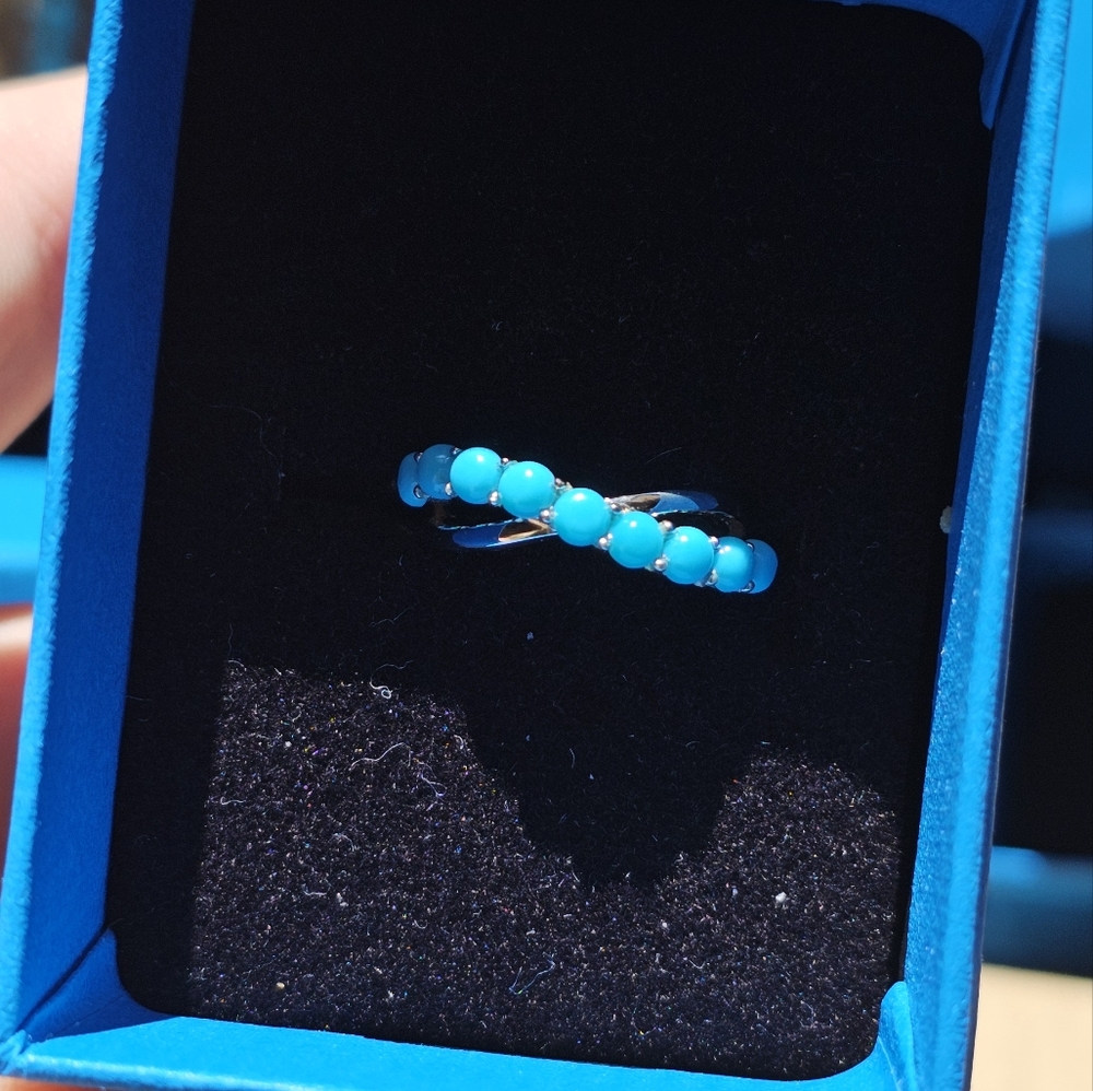 New in box. Sterling silver turquoise ring size 6. Stamped 925. See all pics!S
